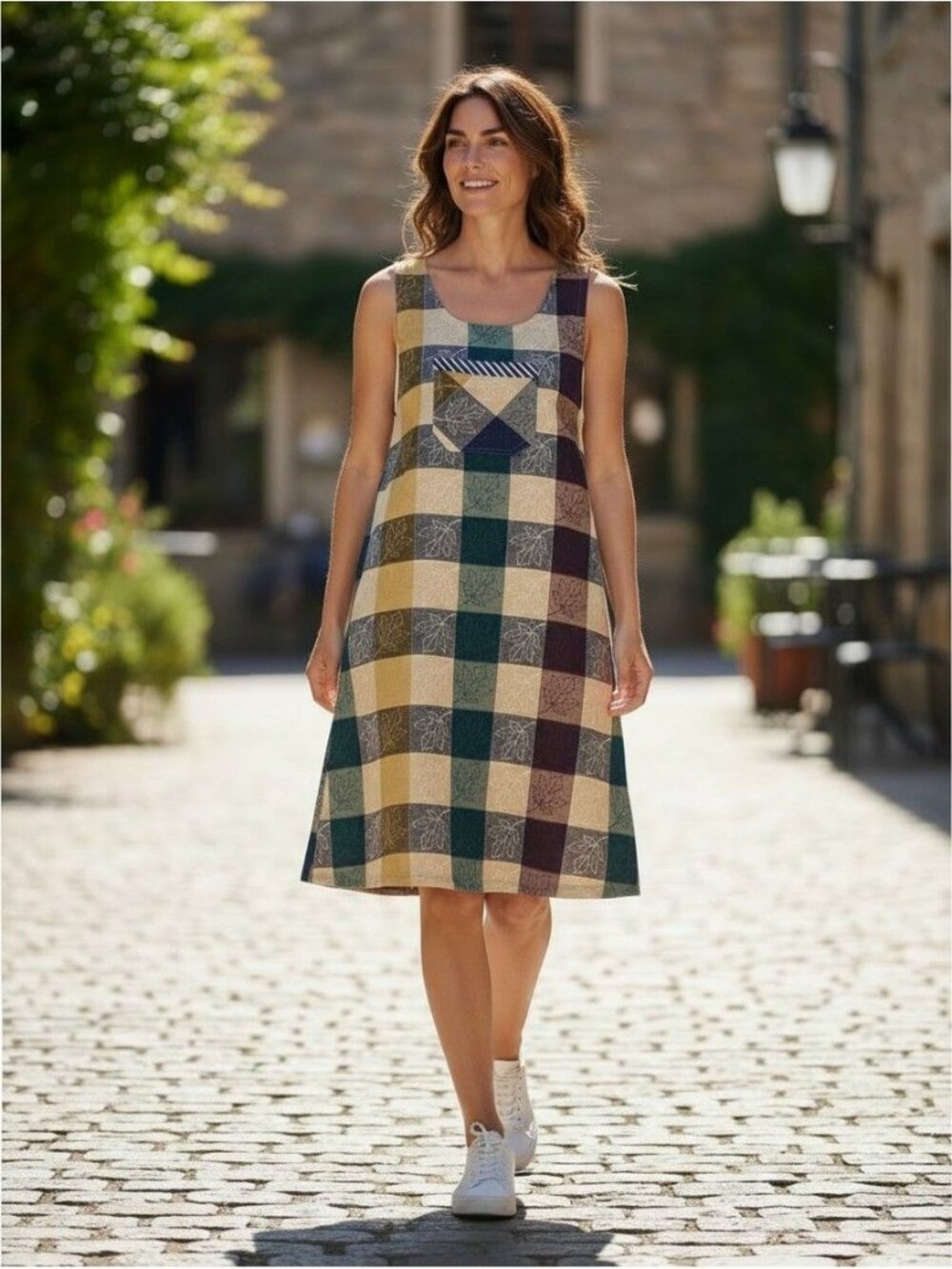Rebeccas Of Tyler Womens Patchwork Sleeveless Cotton Dress S Multicolor USA Made